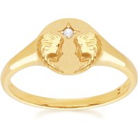 Zodiac Freshwater Pearl Gemini Signet Ring In 9ct Yellow Gold - Image 2