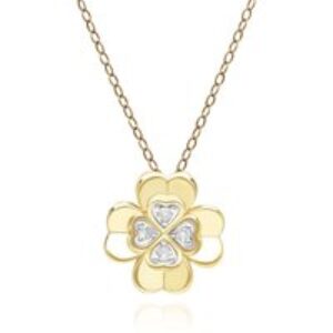 Gardenia Diamond Clover Pendant Necklace in 9ct Yellow Gold