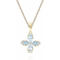 Floral Topaz & Diamond Pendant Necklace in 9ct Yellow Gold - Image 2