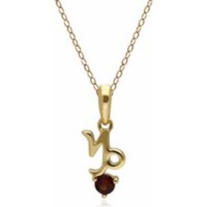 Garnet Capricorn Zodiac Attraction Necklace in 9ct Yellow Gold
