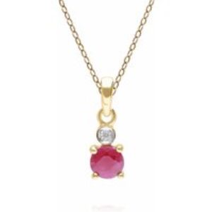 Micro Commentary Spherical Ruby & Diamond Pendant in 9ct Yellow Gold
