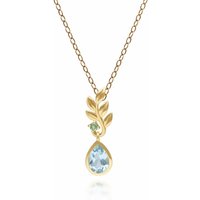 O Leaf Sky Blue topaz & Tsavorite Pendant In 9ct Yellow Gold - Image 2
