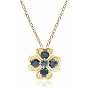 Gardenia Spherical Sapphire Clover Pendant Necklace in 9ct Yellow Gold