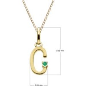 Preliminary Emerald Letter Necklace In 9ct Yellow Gold
