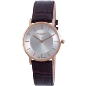 Rudiger : kassle Mens silver watch – Brown Leather – One Size