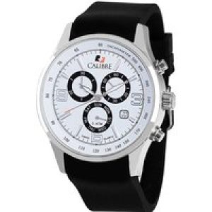 Calibre Mens Mauler Swiss Made Movement Watch Black Silicone Strap White Dial – One Size