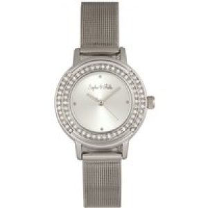 Sophie & Freda Womens Cambridge Bracelet Watch w/Swarovski Crystals – Silver Stainless Metal – One Dimension
