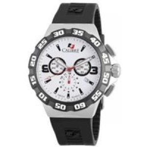 Calibre Mens Lancer Swiss Made Movement Watch Black Rubber White L3 Dial – One Size