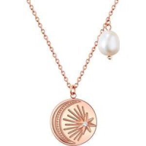 Valero Pearls Womens Necklace stainless-steel rose gold freshwater cultured pearl white preciosa – Dimension 40cm