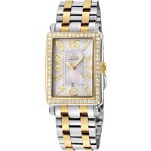 Gevril Ave of Americas Mini WoMens Swiss Quartz Two toned IPYG Stainless Steel Diamond Case, White MOP Dial Watch – Silver & Gold – One Size