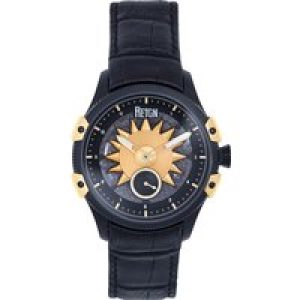 Reign Mens Solstice Computerized Semi-Skeleton Watch – Black Stainless Metal – One Dimension