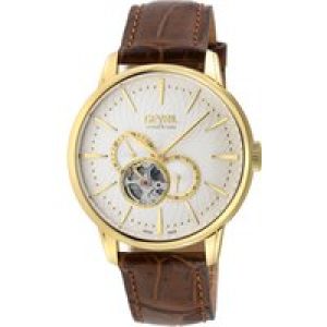 Gevril Mens Mulberry IPYG Case, Silver/White Dial with embossed textured, Authentic Italian Hand-crafted Brown Leather-based Strap. – One Dimension