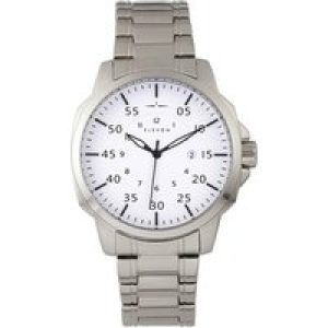 Elevon Mens Hughes Bracelet Watch w/ Date – White Stainless Steel – One Size