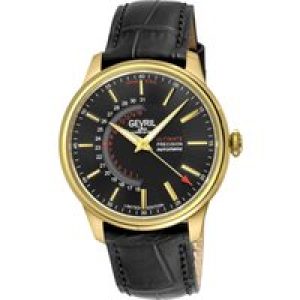 Gevril Mens Guggenheim Sellita SW220 Customized date wheel Authentic Italian Hand-crafted Black Leather-based Watch – One Dimension
