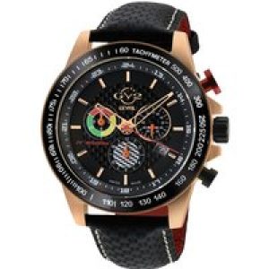 Gevril GV2 9921 Mens Scuderia Swiss Quartz Multifunction Chrono Leather-based Watch – Black – One Measurement