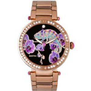 Bertha Womens Camilla Mom-Of-Pearl Bracelet Watch – Rose Gold Stainless Metal – One Measurement