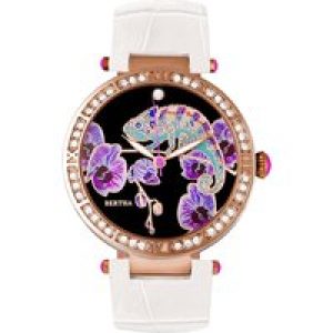 Bertha Womens Camilla Mom-Of-Pearl Leather-based-Band Watch – White Stainless Metal – One Measurement