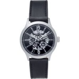 Heritor Automatic Mens Dayne Leather-Band Watch w/Date – Black Stainless Steel – One Size
