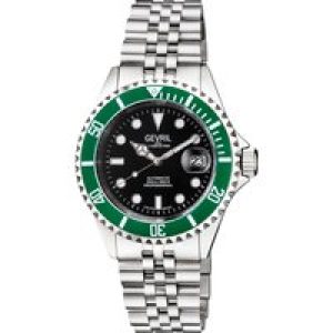 Gevril Mens Wall Side road 4852B Swiss Automated 3 Fingers, SW200 black Dial Stainless Metal Date Watch – Silver – One Measurement