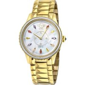 Gv2 Womens Siena Swiss Quartz MOP Dial 316L Stainless Steel Diamond Watch – Gold – One Size