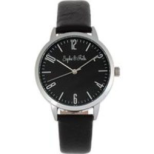 Sophie & Freda Womens and Vancouver Leather-based-Band Watch – Black Stainless Metal – One Measurement
