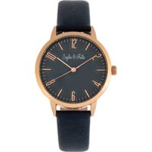 Sophie & Freda Womens and Vancouver Leather-Band Watch – Blue Stainless Steel – One Size