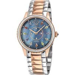 Gv2 Womens Siena Swiss Quartz MOP Dial 316L Stainless Metal Diamond Watch – Silver & Gold – One Dimension