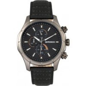 Breed Mens Lacroix Chronograph Leather-based-Band Watch – Gray Stainless Metal – One Measurement