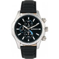 Breed Mens Lacroix Chronograph Leather-based-Band Watch - Black & Silver Stainless Metal - One Measurement - Image 2