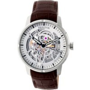Heritor Automatic Mens Ryder Skeleton Leather-Band Watch – Brown Stainless Steel – One Size