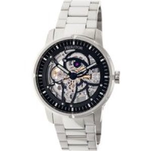 Heritor Computerized Mens Ryder Skeleton Dial Bracelet Watch – Black & Silver Stainless Metal – One Dimension