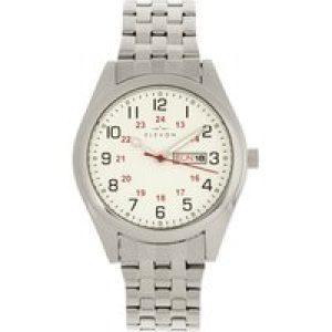 Elevon Mens Gann Bracelet Watch w/Day/Date – Silver Stainless Metal – One Measurement