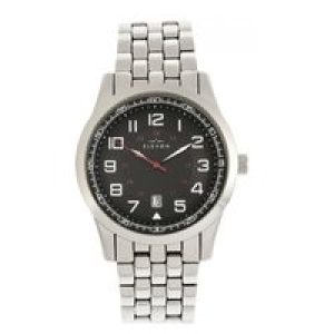 Elevon Mens Garrison Bracelet Watch w/Date – Black & Silver Stainless Steel – One Size