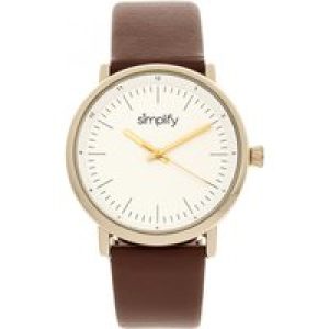 Simplify Unisex The 6200 Leather-Strap Watch – Brown Stainless Steel – One Size