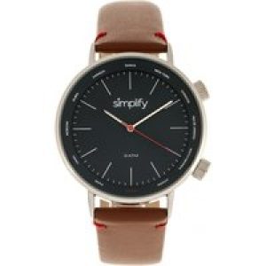 Simplify Unisex The 3300 Leather-based-Band Watch – Brown/Army Stainless Metal – One Dimension