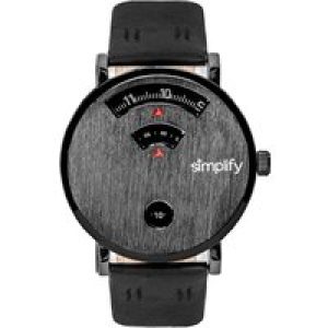 Simplify Unisex The 7000 Leather-based-Band Watch – Black Stainless Metal – One Dimension