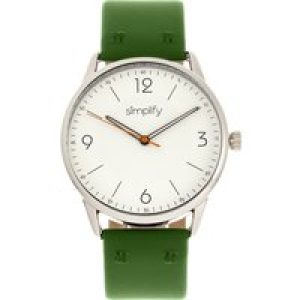 Simplify Unisex The 6300 Leather-Band Watch – White Stainless Steel – One Size