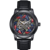 Heritor Computerized Mens Emmanuel Semi-Skeleton Leather-based-Band Watch - Black Stainless Metal - One Dimension - Image 2
