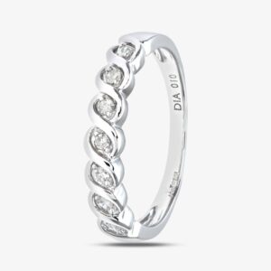 9ct White Gold 0.10ct Diamond Swirl Half Eternity Ring PR07018W L