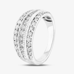 9ct White Gold 1.00ct Diamond Multi-set Three Row Ring THR18910-100 WG N