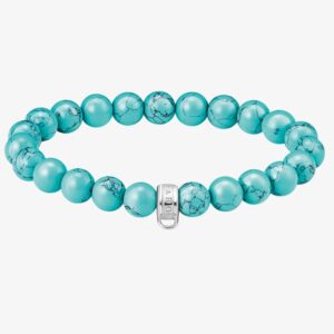 THOMAS SABO Ladies Silver Imitation Turquoise Bead Bracelet X0293-404-17-L17