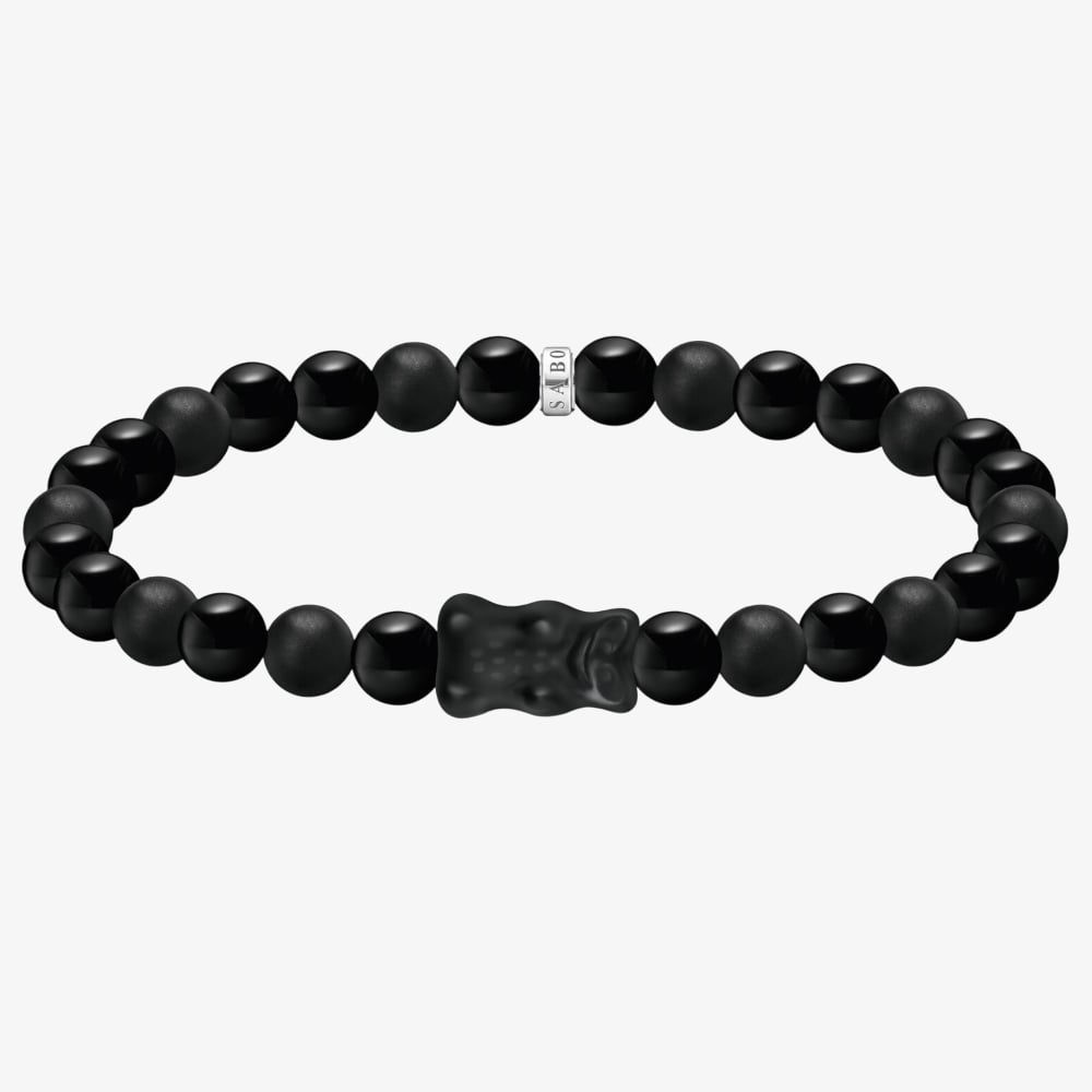 THOMAS SABO Ladies Black Obsidian Haribo Bear Bead Bracelet A2204-017-11-L19