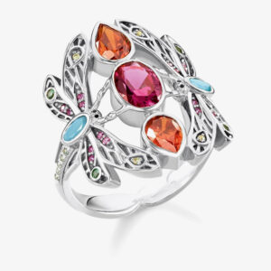 THOMAS SABO Sterling Silver Multi-Stone Dragonfly Ring TR2228-340-7-52
