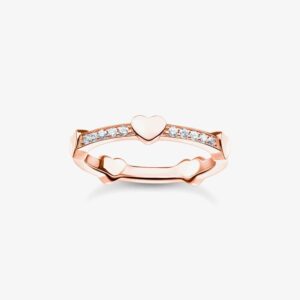 THOMAS SABO Women Rose Gold Plated Pave Center Ring TR2391-416-14-56