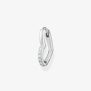 THOMAS SABO Women Unmarried Silver Stone Set Middle Hoop Earring CR693-051-14