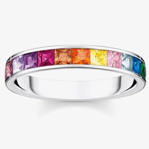 THOMAS SABO Silver Mulicolour Stone Ring  1/2 ET TR2403-477-7-52