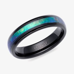 Distinctive Tungsten Carbide 6mm Black Abalone Shell Ring TUR-156-60