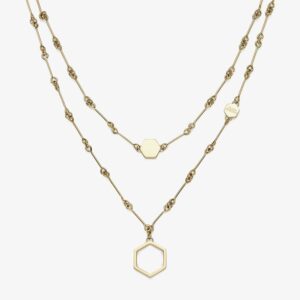 Olivia Burton Signature Gold Plate Honeycomb Layered Necklace 24100306