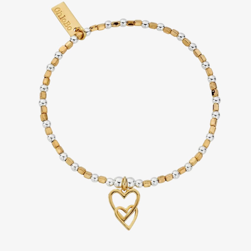 ChloBo women Silver & Gold Plated Interlocking Love Middle Bracelet GMBCFB1069