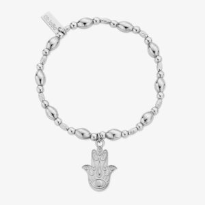 ChloBo Treasures Of Bali Guardians Gaze Sterling Silver Hamsa Hand Appeal Bracelet SBBCOB3506